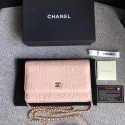 Chanel WOC Pink Camellia Leather mini Flap Bag A33814 Gold JK5716fj51