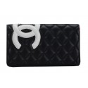 Copy Best Chanel Combon Bi-Fold Wallet White CC Logo A2622 Black JK1480Qc72