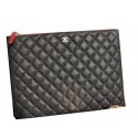 Copy Chanel Clutch Bag Black Cannage Pattern Leather A82044 Silver JK883Kn92