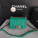 Copy Chanel Le Boy Flap Shoulder Bag Original Caviar Leather P67085 green silver Buckle JK5204Zn71