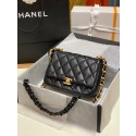 Copy Chanel small Shoulder Bag Lambskin&Gold-Tone Metal AS3206 black JK2502Ey31