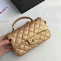 Designer CHANEL mini flap bag with top handle AS2431 gold JK3277vs94