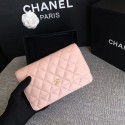 Designer Chanel WOC Flap Bag Light Pink Original Sheepskin Leather 33814 Glod JK5832vs94