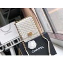 Fake Boy chanel handbag Grained Calfskin & Gold-Tone Metal AS0130 white JK4707Iw51