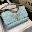 Fake chanel 19 large flap bag AS1162 sky blue JK3587tu77