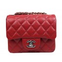 Fake Chanel Classic MINI Flap Bag CF1115 Red Cannage Pattern Silver JK898Qv16