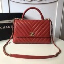 Fake Chanel Flap Bag with Top Handle A92991 red JK5075xR88