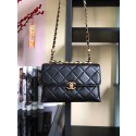 Fake Chanel Flap Lambskin Shoulder Bag AS3011 black JK2791eZ32