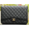 Fake Chanel Maxi Quilted Classic Flap Bag Black Cannage Patterns A58601 Gold JK692RY48