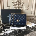 Fake Chanel WOC Original Sheepskin Leather Shoulder Bag D33814 Blue JK5259xE84