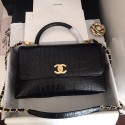 Fashion Chanel original Calfskin flap bag top handle A92292 black &gold-Tone Metal JK4452Of26