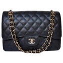 First-class Quality Chanel Jumbo Quilted Classic Flap Bag Black Cannage Patterns A58600 Gold JK704Sf41