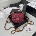 High Quality Imitation CHANEL Top Handle Micro Mini Wallet On Chain AP2200 Red JK3208wn47