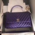 Hot Chanel Flap Bag with Top Handle A92991 dark purple & silver-Tone Metal JK4178Nm85