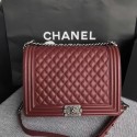 Imitation AAA Boy Chanel Flap Shoulder Bag Wine Original Cannage Pattern A67087 Silver JK5445RP55