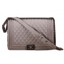 Imitation Boy Chanel Flap Shoulder Bag Khaki Nubuck Leather CHA67087 Silver JK1065lH78