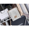 Imitation Boy chanel handbag Grained Calfskin & Gold-Tone Metal VS0130 white JK4532QN34