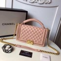 Imitation Boy Chanel Top Handle Flap Bag Original Sheepskin Leather A94804 Pink JK5820Tm92