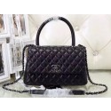 Imitation Chanel Classic Top Handle Bag Sheepskin Leather A92991 Black JK298SU58