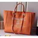 Imitation Chanel Large Canvas Tote Shopping Bag A5002 Orange JK309Ug88