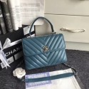 Imitation Chanel Original Sheepskin Leather Tote Bag V92236 blue silver Buckle JK5214SU58