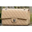 Knockoff Chanel 2.55 Series Flap Bag Apricot Sheepskin Leather A37586 Silver JK717Ez66