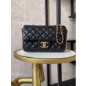 Knockoff chanel classic handbag Lambskin &Imitation Pearls& gold Metal AS1740 black JK2745cS18