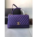 Knockoff Chanel Flap Bag with Top Handle A92991 purple JK4205cS18