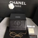 Knockoff Chanel WOC Original Calfskin Leather Black Shoulder Bag 33814 Glod JK5704iV87