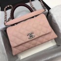 Luxury Chanel Classic Top Handle Bag Pink Cannage Pattern A92290 Red JK5374QT69