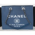 Luxury Replica Chanel Medium Canvas Tote Shopping Bag A67001 Blue JK456vv50