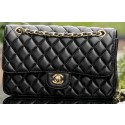 Quality Chanel 2.55 Series Flap Bag Black Sheepskin Leather A1112 Gold JK716Vu63