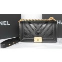 Replica Boy Chanel Flap Bag Original Chevron Sheepskin Leather A92193 Black JK294Vi77