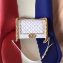 Replica Boy Chanel Flap Bag Original Leather B67086 White JK5456ED66