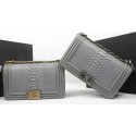 Replica Boy Chanel Flap Bag Original Python Leather A67025 Grey JK760ls37