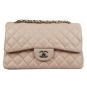 Replica Chanel Classic Flap Bag Beige Original Leather CF1113 Silver JK970UD97