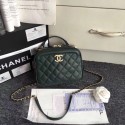 Replica Chanel Flap Bag vanity case Calfskin & Gold-Tone Metal A57905 Blackish green JK4906Yn66