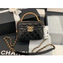 Replica Chanel minil tote bag Sheepskin & Gold-Tone Metal AS2179 black JK3709Xe44