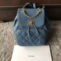 Replica Chanel Original Calfskin Leather Backpack CHA2589 Blue JK5636Yn66