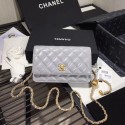 Replica Fashion Chanel Original Small classic Sheepskin flap bag AS33814 light grey JK4103yI43