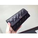 Replica High Quality Chanel Boy Matelasse Long Wallet Black Cannage Pattern CHA5263 Silver JK1462Jh90