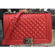 AAA 1:1 Boy Chanel Flap Bag Red Original Sheepskin Leather A67088 Silver JK38vi59