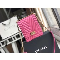 AAA 1:1 Boy chanel handbag Grained Calfskin & Gold-Tone Metal VS0130 rose JK4534yF79