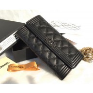 AAA 1:1 Boy Chanel Matelasse Long Wallet Original Sheepskin Leather A80376 Black JK1498vi59