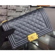 AAA Chanel Boy Flap Shoulder Bag Black Original Calfskin Leather A8708 Gold JK265zK34