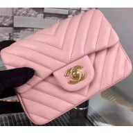 AAA Chanel Classic mini Flap Bag Chevron Sheepskin Leather A68748 Pink JK630zK34