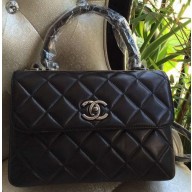 AAA Replica Chanel Classic Top Handle Bag Original Sheepskin Leather A92236 Black JK463cf50