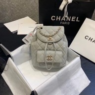 Chanel backpack Grained Calfskin & Gold-Tone Metal AS1371 Gray JK4045cP15