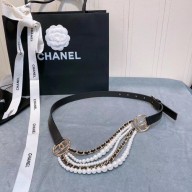 Chanel Calf Leather Belt 56612 black JK618Lo54