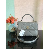 Chanel CC original lambskin top handle flap bag A92236 light gray&Gold-Tone Metal JK2516cf57